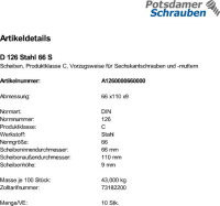 10 Scheiben DIN 126 Stahl 66