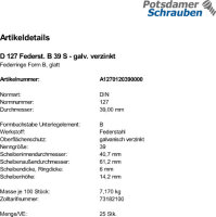 25 Federringe DIN 127 verzinkt Form B M39