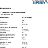 100 Federringe DIN 127 feuerverzinkt Form B M14