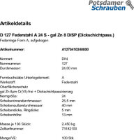 100 Federringe DIN 127 DiSP Form A M24