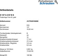 100 Edelstahl V4A Federringe DIN 127 A4 Form B M16