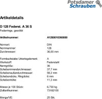 25 Federringe DIN 128 Federstahl A 36
