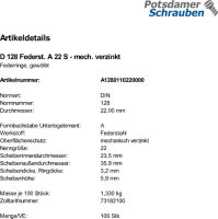 100 Federringe DIN 128 verzinkt A 22