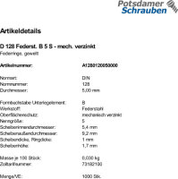 1000 Federringe DIN 128 verzinkt B 5