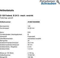100 Federringe DIN 128 verzinkt B 24