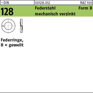 100 Federringe DIN 128 verzinkt B 12