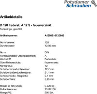 500 Federringe DIN 128 feuerverzinkt A 12