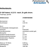1000 Federringe DIN 128 gelb verzinkt A2,5
