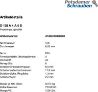 1000 Edelstahl V4A Federringe DIN 128 A4 A 6
