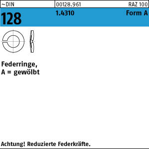 100 Edelstahl Federringe DIN 128 1.4310 A 8