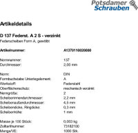 1000 Federscheiben DIN 137 verzinkt A 2