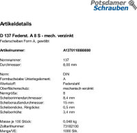 1000 Federscheiben DIN 137 verzinkt A 8