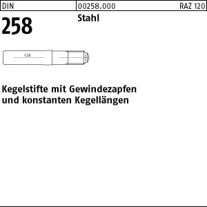 10 Kegelstifte DIN 258 Stahl 10x65