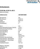 10 Hammerschrauben + Mutter DIN 261 4.6 Stahl M16x80
