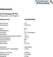 20 Flügelmuttern DIN 315 Temperguss M16