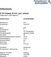 20 Flügelmuttern DIN 315 verzinkt M16