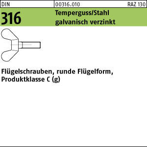 50 Flügelschrauben DIN 316 verzinkt M8x50