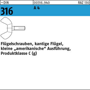 100 Edelstahl V4A Flügelschrauben DIN 316 A4 M6x25