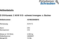 10 KugelknÃ¶pfe DIN 319 C 40 M10 schwarz Innengewinde o. Buchse