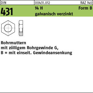50 Rohrmuttern DIN 431 14H BG 3/8 verzinkt Stahl