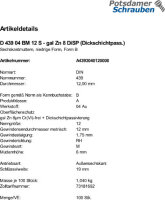 100 Sechskantmuttern niedrig DIN 439 04 DiSP M12
