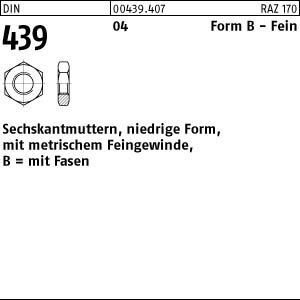 10 Feingewinde Sechskantmuttern niedrig DIN 439 04 Stahl M39x1,5