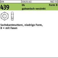 100 Sechskantmuttern niedrig DIN 439 04 verzinkt M3