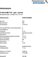 100 Sechskantmuttern niedrig DIN 439 04 verzinkt M10