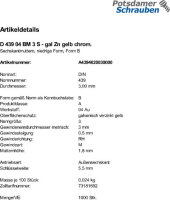 1000 Sechskantmuttern niedrig DIN 439 04 gelb verzinkt M3