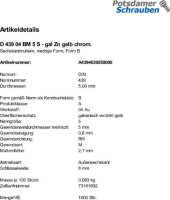1000 Sechskantmuttern niedrig DIN 439 04 gelb verzinkt M5