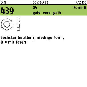 100 Sechskantmuttern niedrig DIN 439 04 gelb verzinkt M12