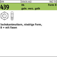 100 Sechskantmuttern niedrig DIN 439 04 gelb verzinkt M12