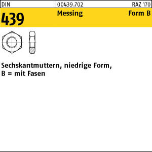 100 Sechskantmuttern niedrig DIN 439 Messing M12