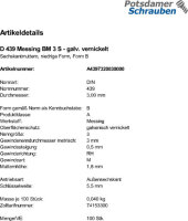 100 Messing Sechskantmuttern niedrig DIN 439 vernickelt M3
