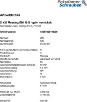 100 Messing Sechskantmuttern niedrig DIN 439 vernickelt M10