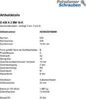 25 Edelstahl V2A Sechskantmuttern niedrig DIN 439 A2 M16