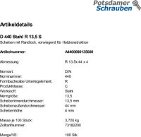 100 Scheiben DIN 440 Stahl R 13,5