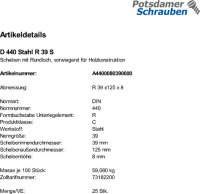 25 Scheiben DIN 440 Stahl R 39