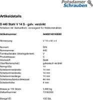 100 Scheiben DIN 440 verzinkt V 14