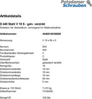 100 Scheiben DIN 440 verzinkt V 18