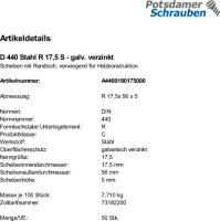 50 Scheiben DIN 440 verzinkt R 17,5