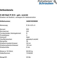 25 Scheiben DIN 440 verzinkt R 39