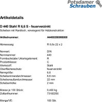 100 Scheiben DIN 440 feuerverzinkt R 6,6