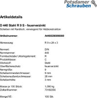 100 Scheiben DIN 440 feuerverzinkt R 9