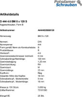 25 Augenschrauben DIN 444 4.6 Stahl BM8x120
