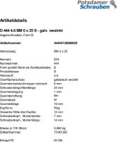 50 Augenschrauben DIN 444 4.6 verzinkt BM6x25