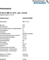 25 Augenschrauben DIN 444 4.6 verzinkt BM10x50