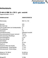 10 Augenschrauben DIN 444 4.6 verzinkt BM16x130