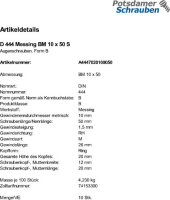 10 Augenschrauben DIN 444 Messing BM10x50