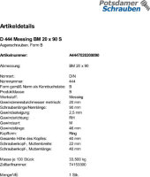 1 Augenschrauben DIN 444 Messing BM20x90
